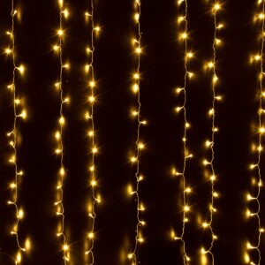 85826 Διακοσμητική Κουρτίνα 3 x 3 Μέτρα με Controller 8 Προγραμμάτων Εναλλαγών Φωτισμού – Επεκτεινόμενη 300 LED 3.6W AC 230V με Διάφανο Καλώδιο & Πρίζα Schuko Αδιάβροχη IP44 Θερμό Λευκό 2700K Μ3 x Υ3m