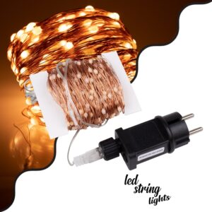 85845 Διακοσμητική Γιρλάντα 32 Μέτρα με Controller 8 Προγραμμάτων Εναλλαγών Φωτισμού – 300 LED 3.6W AC 230V με Χάλκινο Καλώδιο & Πρίζα Schuko Αδιάβροχη IP44 Θερμό Λευκό 3000K Μ32m