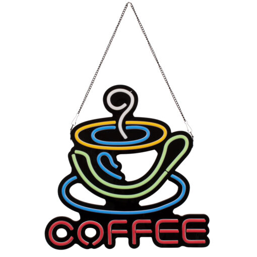 GloboStar® 85855 Φωτιστικό Ταμπέλα Φωτεινή Επιγραφή NEON LED Σήμανσης COFFEE 30W AC 230V με Διακόπτη On/Off Λευκό – Γαλάζιο – Κίτρινο – Πράσινο – Κόκκινο