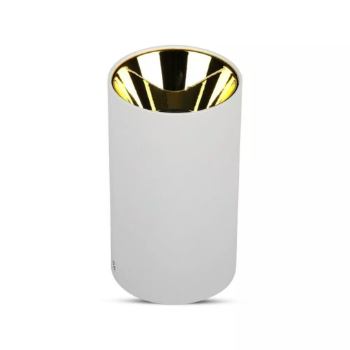Επιφανειακό φωτιστικό Spot GU10 με κυλινδρικό λευκό σώμα και χρυσό ανακλαστήρα V-TAC – 8591