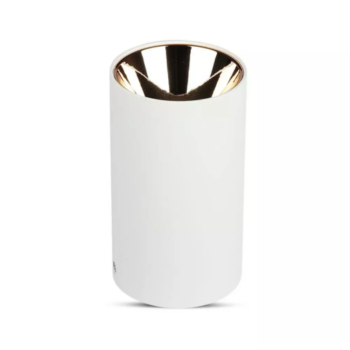 Επιφανειακό φωτιστικό Spot GU10 με κυλινδρικό λευκό σώμα και ροζ χαλκό ανακλαστήρα V-TAC – 8592