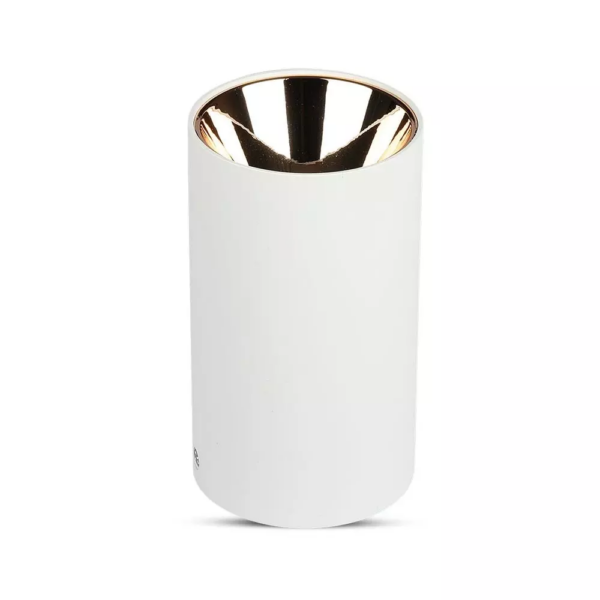 Επιφανειακό φωτιστικό Spot GU10 με κυλινδρικό λευκό σώμα και ροζ χαλκό ανακλαστήρα V-TAC – 8592