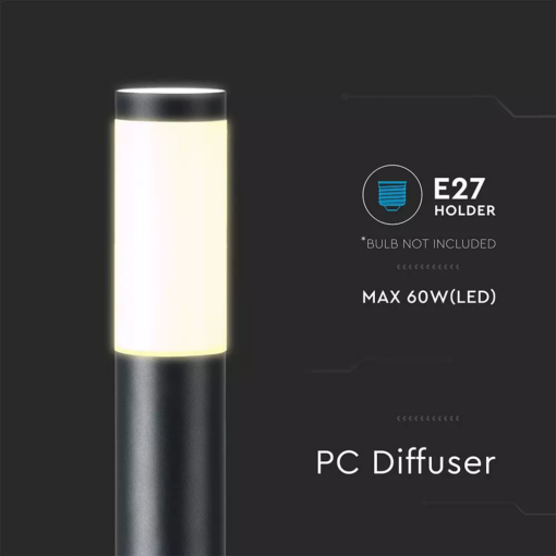 Επιδαπέδιο φωτιστικό κήπου E27 IP44 Stainless + PC με μαύρο σώμα 110cm V-TAC – 8594