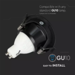 Χωνευτό φωτιστικό Spot GU10 Στρογγυλό μαύρο V-TAC – 8595
