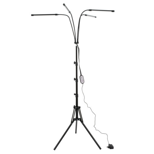 GloboStar® 85956 Grow Light Full Spectrum LED Φωτιστικό Ανάπτυξης Φυτών Γλάστρας με 4 Κινούμενες Κεφαλές & Τρίποδο 150cm SMD 2835 20W 180° AC230V IP20 με Dimmer & Timer Εσωτερικού Χώρου για Κάλυψη Επιφάνειας 1m x 1m Πλήρους Φάσματος Φωτισμού