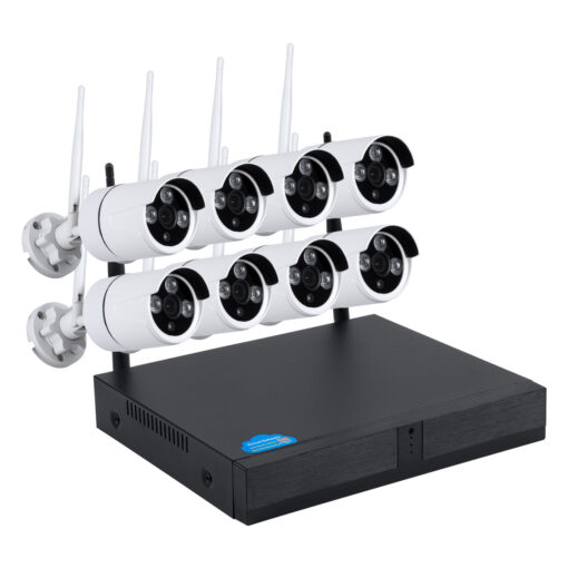 GloboStar® 86038 Ασύρματο Καταγραφικό με 8 x Camera 2MP 1080P WiFi  150° Μοιρών – Αδιάβροχο IP66 – Νυχτερινή Όραση με LED IR – Μονή Κατέυθυνση Ομιλίας – Ανιχνευτή Κίνησης – Νυχτερινή Λήψη – Λευκό