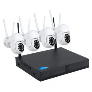 GloboStar® 86039 Ασύρματο Καταγραφικό με 4 x Camera 2MP 1080P WiFi  360° Μοιρών – Αδιάβροχο IP66 – Νυχτερινή Όραση με LED IR – Διπλή Κατέυθυνση Ομιλίας – Ανιχνευτή Κίνησης – Νυχτερινή Λήψη – Λευκό