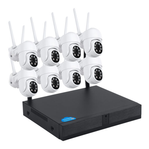 GloboStar® 86040 Ασύρματο Καταγραφικό με 8 x Camera 2MP 1080P WiFi  360° Μοιρών – Αδιάβροχο IP66 – Νυχτερινή Όραση με LED IR – Διπλή Κατέυθυνση Ομιλίας – Ανιχνευτή Κίνησης – Νυχτερινή Λήψη – Λευκό