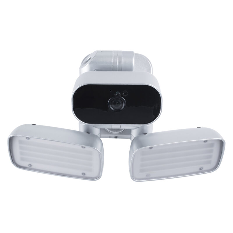 GloboStar® 86043 Προβολέας LED SMD 24W 2160lm με IP Camera 1080P 2MP WiFi 150° Μοιρών – AC 230V – με Αισθητήρα Ημέρας-Νύχτας & Ρύθμιση Χρόνου Ανάμματος – Αδιάβροχος IP66 Ψυχρό Λευκό 6000K – Ασημί
