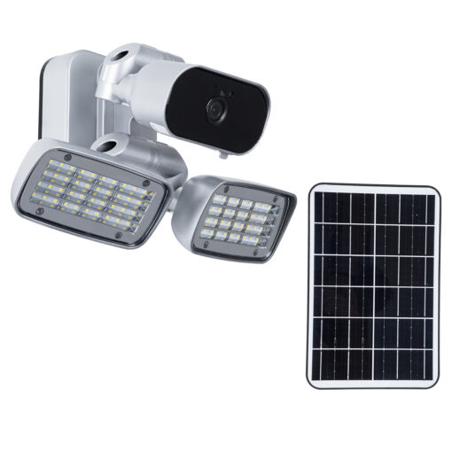GloboStar® 86045 Αυτόνομος Ηλιακός Προβολέας LED SMD 24W 1200lm με IP Camera 1080P 2MP 4G SIM CARD WiFi 150° Ενσωματωμένη Μπαταρία 3200mAh Φωτοβολταϊκό Πάνελ Αισθητήρα Ημέρας-Νύχτας & Ρύθμιση Χρόνου Ανάμματος Αδιάβροχος IP66 Ψυχρό Λευκό 6000K – Ασημί