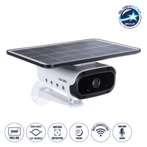 GloboStar® 86047 Αυτόνομη Ηλιακή Camera 1080P 2MP WiFi 150° Μπαταρία 3200mAh Φωτοβολταϊκό Πάνελ Αισθητήρα Ημέρας-Νύχτας & Ρύθμιση Χρόνου Διπλή Κατέυθυνση Ομιλίας Αδιάβροχη IP66 Ψυχρό Λευκό 6000K – Λευκό