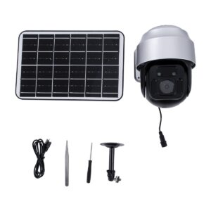 GloboStar® 86049 Αυτόνομη Ηλιακή Camera 1080P 2MP WiFi 150° Μπαταρία 3200mAh Φωτοβολταϊκό Πάνελ Αισθητήρα Ημέρας-Νύχτας & Ρύθμιση Χρόνου Διπλή Κατέυθυνση Ομιλίας Αδιάβροχη IP66 Ψυχρό Λευκό 6000K – Ασημί