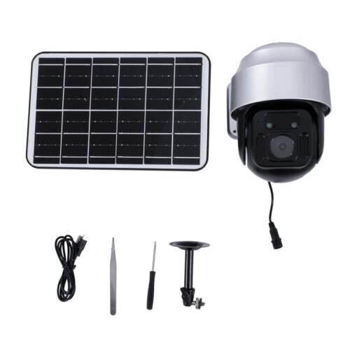 GloboStar® 86049 Αυτόνομη Ηλιακή Camera 1080P 2MP WiFi 150° Μπαταρία 3200mAh Φωτοβολταϊκό Πάνελ Αισθητήρα Ημέρας-Νύχτας & Ρύθμιση Χρόνου Διπλή Κατέυθυνση Ομιλίας Αδιάβροχη IP66 Ψυχρό Λευκό 6000K – Ασημί