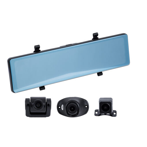 GloboStar® 86057 Καθρέπτης Αυτοκινήτου με 3 Κάμερες 3CHs AHD 1080P 170° – 4G Sim Card Slot – WiFi – GPS Navigator – Bluetooth – G Sensor – 24h Monitoring – FM Transmitter –  Νυχτερινή Όραση – Μαύρο