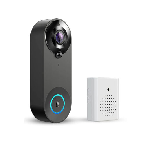 GloboStar® 86075 Επαναφορτιζόμενη Ψηφιακή Έξυπνη Camera Εξώπορτας 1080P WiFi 166° Μοιρών – 2500mAh – Νυχτερινή Όραση με LED IR – Ανιχνευτή Κίνησης – Κουδούνι – Διπλή Κατέυθυνση Ομιλίας – Μαύρο