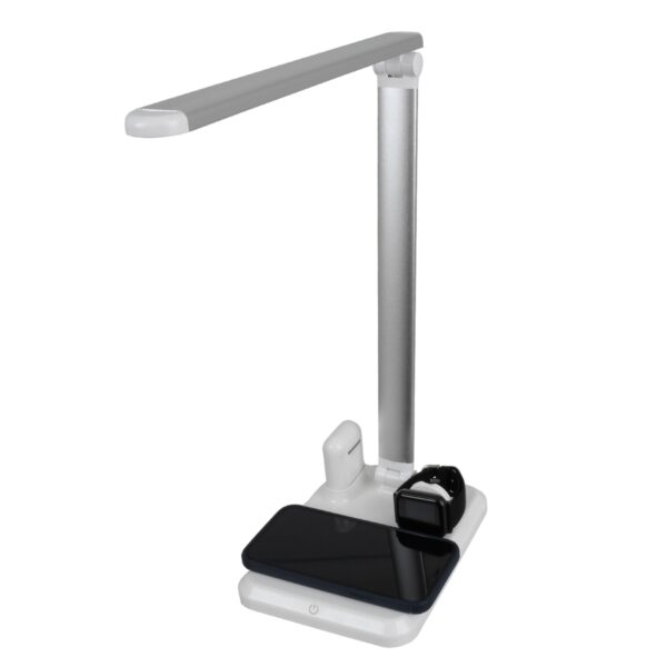 GloboStar® CHATEAU 86101 Μοντέρνο Φωτιστικό Γραφείου Λευκό LED 5 Watt 1000lm DC 5V Αφής & Καλώδιο Τροφοδοσίας USB με Ασύρματη Φόρτιση – Wireless Charger για Τηλέφωνα και Earphones Φυσικό Λευκό 4500K