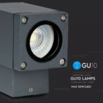 LED επιτοίχιο φωτιστικό GU10, τετράγωνο γκρί σώμα (Downlight) V-TAC – 8626