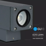 LED επιτοίχιο φωτιστικό GU10, τετράγωνο γκρί σώμα (Up & Down) V-TAC – 8627