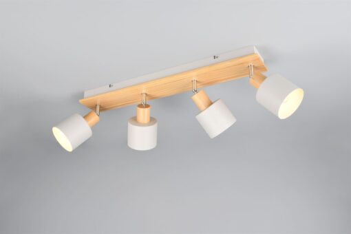 Πολύφωτο Οροφής SHANTI Σποτ 4xE14 Γκρι και Ξύλο Trio Lighting – 862700476