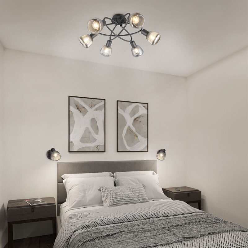 Φωτιστικό Τοίχου/Οροφής Σποτ Μαύρο Ματ & Γυαλί TARIFA 1xE14 Trio Lighting – 862800132