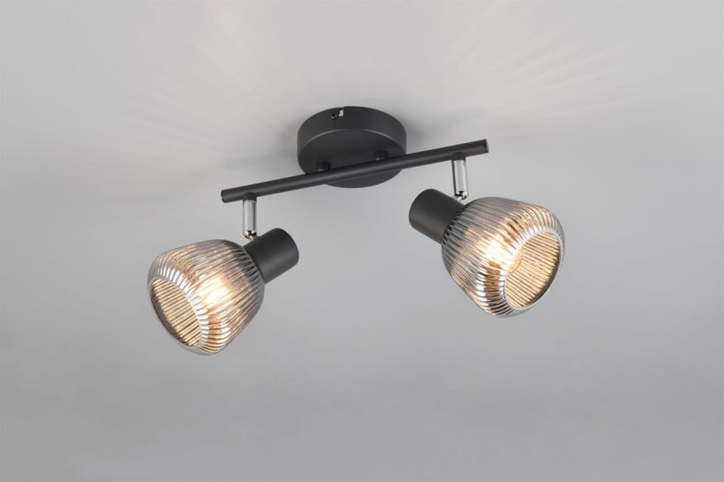 Φωτιστικό Οροφής Σποτ Μαύρο Ματ & Γυαλί TARIFA 2xE14 Trio Lighting – 862800232