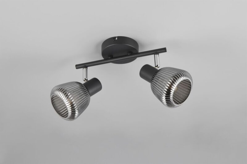 Φωτιστικό Οροφής Σποτ Μαύρο Ματ & Γυαλί TARIFA 2xE14 Trio Lighting – 862800232