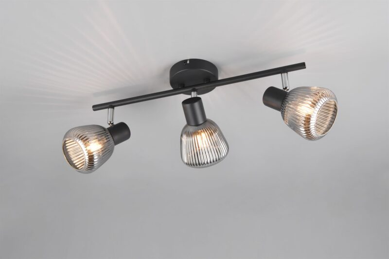 Φωτιστικό Οροφής Σποτ Μαύρο Ματ & Γυαλί TARIFA 3xE14 Trio Lighting – 862800332
