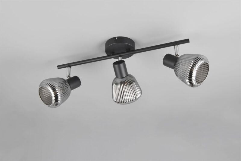 Φωτιστικό Οροφής Σποτ Μαύρο Ματ & Γυαλί TARIFA 3xE14 Trio Lighting – 862800332
