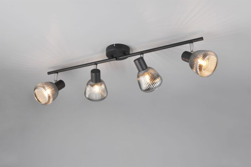 Φωτιστικό Οροφής Σποτ Μαύρο Ματ & Γυαλί TARIFA 4xE14 Trio Lighting – 862800432