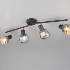 Φωτιστικό Οροφής Σποτ Μαύρο Ματ & Γυαλί TARIFA 4xE14 Trio Lighting – 862800432