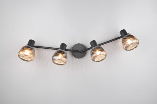 Φωτιστικό Οροφής Σποτ Μαύρο Ματ & Γυαλί TARIFA 4xE14 Trio Lighting – 862800432