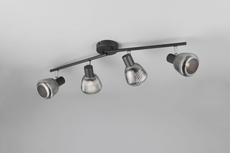 Φωτιστικό Οροφής Σποτ Μαύρο Ματ & Γυαλί TARIFA 4xE14 Trio Lighting – 862800432