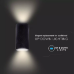 Επιτοίχιο SPOT UP-DOWN τσιμεντένιο GU10 σκούρο γκρι σώμα κυλινδρικό V-TAC – 8696