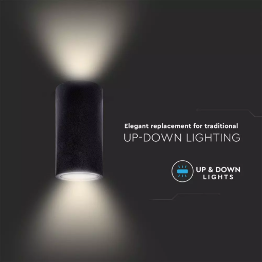 Επιτοίχιο SPOT UP-DOWN τσιμεντένιο GU10 σκούρο γκρι σώμα κυλινδρικό V-TAC – 8696