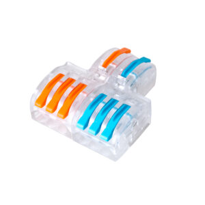 GloboStar® FAST-CONNECT 69910 Διπλή σε Εξαπλή Κλέμα Ταχείας Σύνδεσης & Διακλάδωσης Καλωδίων – 2 x Είσοδοι & 6 x Έξοδοι με Συμβατή Διατομή Καλωδίων 0.08mm² έως 2.5mm² – 250V/4KV 32A Max – Μ3.6 x Π4 x Υ1.5cm – Διάφανο με Πορτοκαλί & Μπλε – Πακέτο 5 Τεμαχίων – 5 Years Warranty