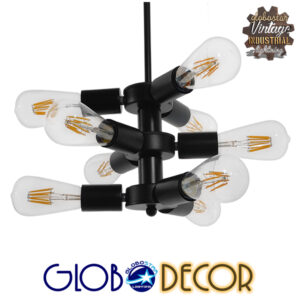 GloboStar® DELIR 01035 Μοντέρνο Industrial Φωτιστικό Οροφής Πολύφωτο Μαύρο Μεταλλικό Φ24 x Y23cm
