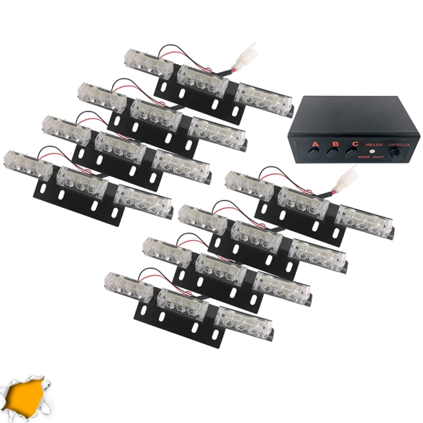 Εξωτερικά Φώτα Οδικής Βοήθειας STROBO LED 8×3 72W 10-30V IP65 Αδιάβροχα Πορτοκαλί GloboStar 88982
