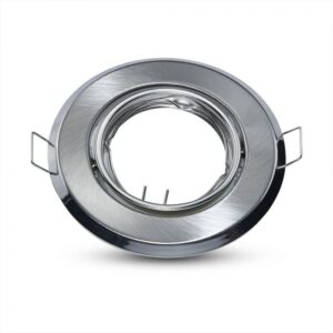 Βάση Σποτ GU10 – MR16 V-TAC Χωνευτή Στρογγυλή Νίκελ Σατέν 2τμχ – 8939