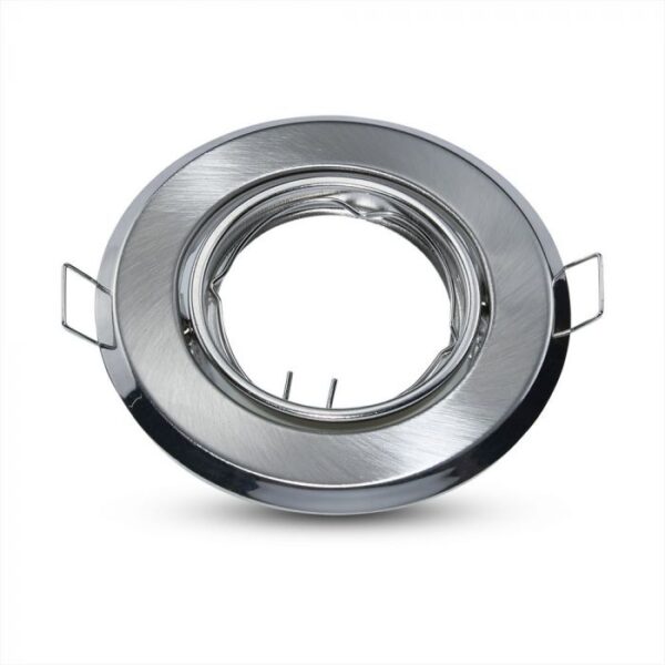 Βάση Σποτ GU10 – MR16 V-TAC Χωνευτή Στρογγυλή Νίκελ Σατέν 2τμχ – 8939