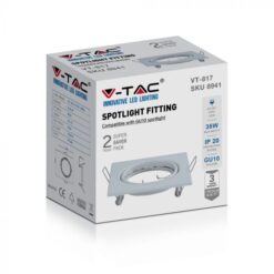 Βάση Σποτ GU10 – MR16 V-TAC Χωνευτή Τετράγωνη Λευκή 2τμχ – 8941