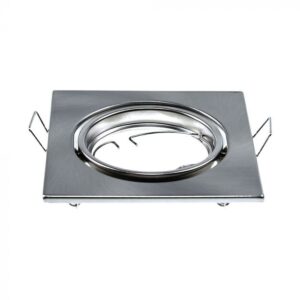 Βάση Σποτ GU10 – MR16 V-TAC Χωνευτή Τετράγωνη Νίκελ Σατέν 2τμχ – 8942