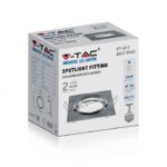 Βάση Σποτ GU10 – MR16 V-TAC Χωνευτή Τετράγωνη Νίκελ Σατέν 2τμχ – 8942