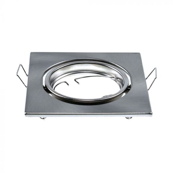 Βάση Σποτ GU10 – MR16 V-TAC Χωνευτή Τετράγωνη Νίκελ Σατέν 2τμχ – 8942