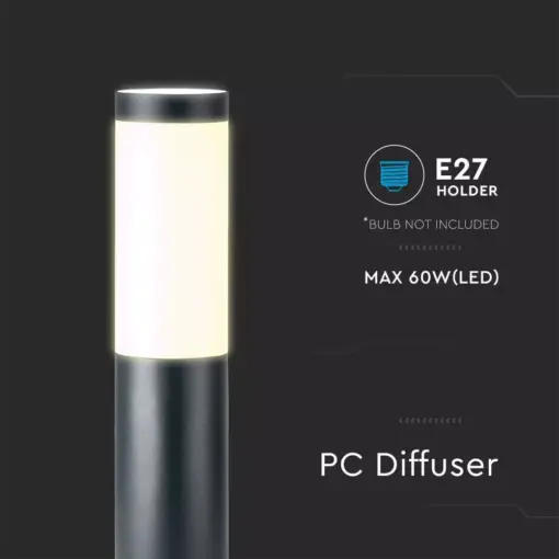 Επιδαπέδιο φωτιστικό κήπου E27 IP44 Stainless + PC με γκρι σώμα 80cm V-TAC – 8961
