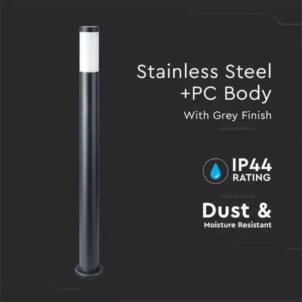 Επιδαπέδιο φωτιστικό κήπου E27 IP44 Stainless + PC με γκρι σώμα 110cm V-TAC – 8963