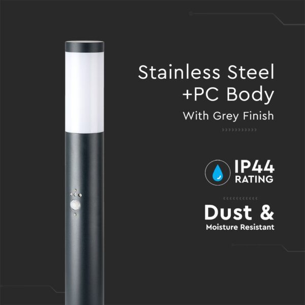 Φωτιστικό Κήπου Κολωνάκι E27 με Ανιχνευτή Κίνησης IP44 Γκρι 110cm V-TAC – 8968