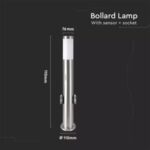 Επιδαπέδιο φωτιστικό κήπου E27 IP44 Stainless + PC με Satin Nickel σώμα 60cm με ανιχνευτή κίνησης και δύο πρίζες V-TAC – 8977