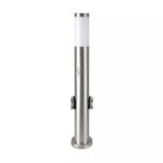 Επιδαπέδιο φωτιστικό κήπου E27 IP44 Stainless + PC με Satin Nickel σώμα 60cm με ανιχνευτή κίνησης και δύο πρίζες V-TAC – 8977