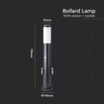 Επιδαπέδιο φωτιστικό κήπου E27 IP44 Stainless + PC με Γκρι σώμα 60cm με ανιχνευτή κίνησης και δύο πρίζες V-TAC – 8976
