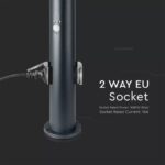 Επιδαπέδιο φωτιστικό κήπου E27 IP44 Stainless + PC με Γκρι σώμα 60cm με ανιχνευτή κίνησης και δύο πρίζες V-TAC – 8976